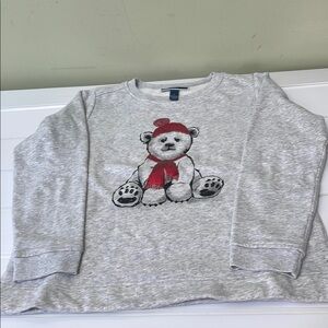 Karen Scott Gray and Red Bear Graphic Sweatshirt